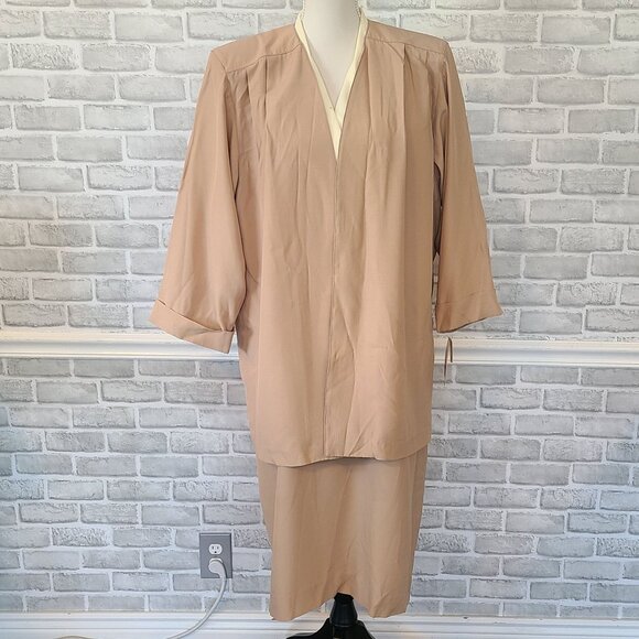 Vintage 80s Leslie Fay Dress Jacket Set Outfit NEW 18 Made in USA Office Career - Picture 1 of 8